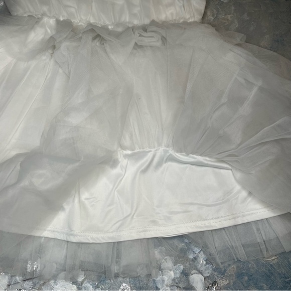 Lulu's Intentions White Strapless Mini Tiered Tulle Dress - Picture 10 of 13